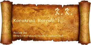 Koroknai Kornél névjegykártya